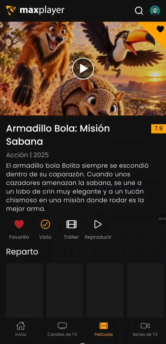 Películas y series con portada, sinopsis y reparto