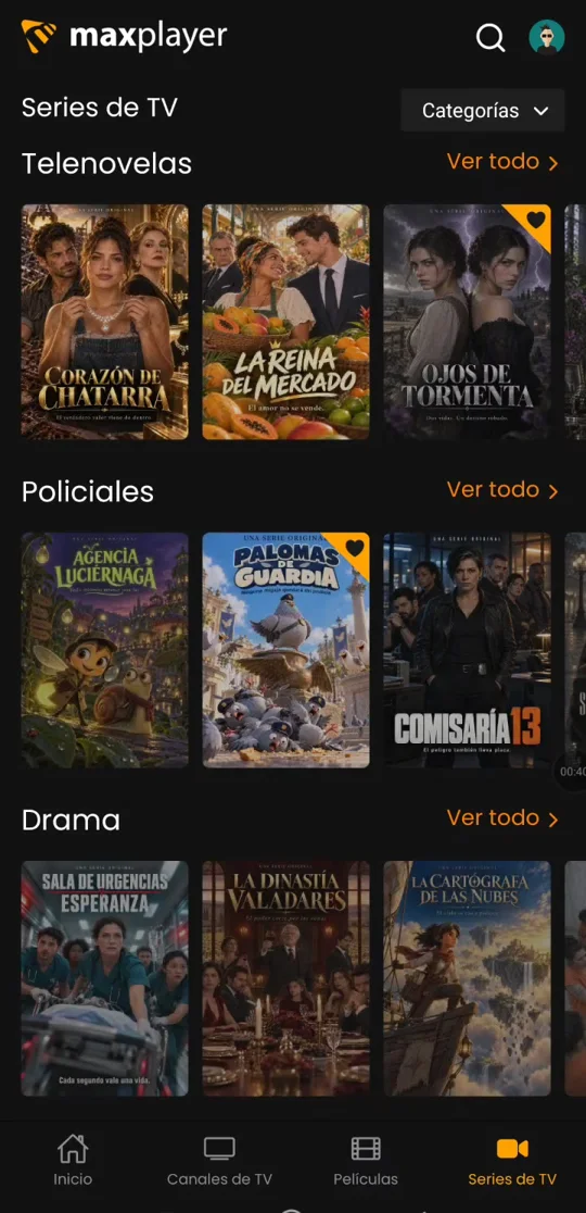 Temporadas y episodios organizados